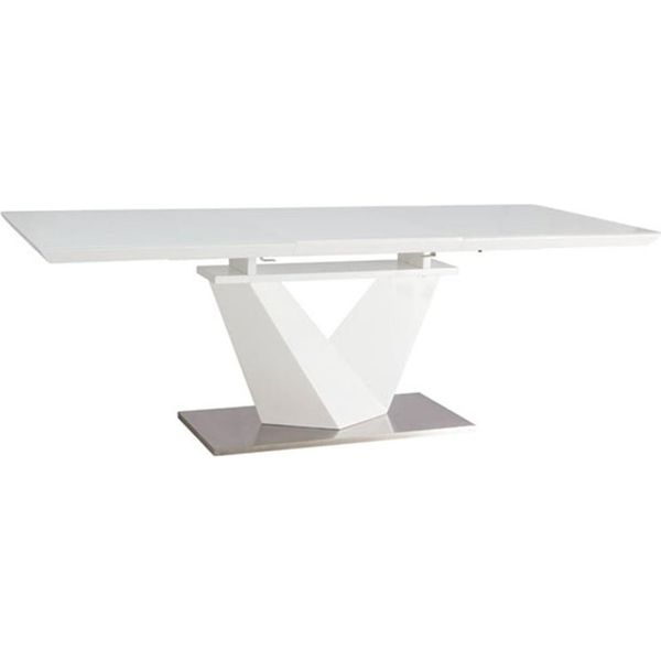 Tavolo Da Pranzo A Colonna Alaras Iii 160-220X90X75Cm Laccato Bianco Allungabile (18020)-image