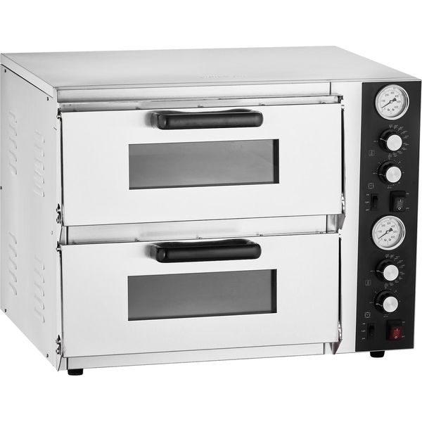 Succebuy Forno Elettrico Per Pizza Da 457 Mm, 2500 + 2500 W, Forno Con Controllo Della Temperatura E Del Tempo, Doppia Camera E Applicazioni Versatili-image