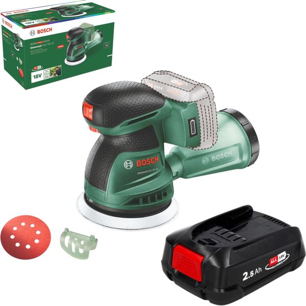 Levigatrice Orbitale A Batteria Bosch Universalorbit 18V-20 18 V 125 Mm + 1X Batteria 2,5 Ah - Senza Caricabatteria-image