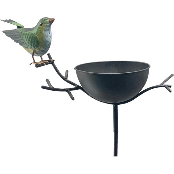 Exner | Vasca Per Uccelli Con Uccello Su Ramo - Altezza 122 Cm - Metallo - Decorazione Da Giardino - Resistente Alle Intemperie-image