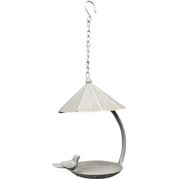 Exner | Vasca Per Uccelli Sospesa - 43 Cm - Beige - Con Tetto Protettivo E Uccello Decorativo - Elegante Decorazione Da Giardino-image