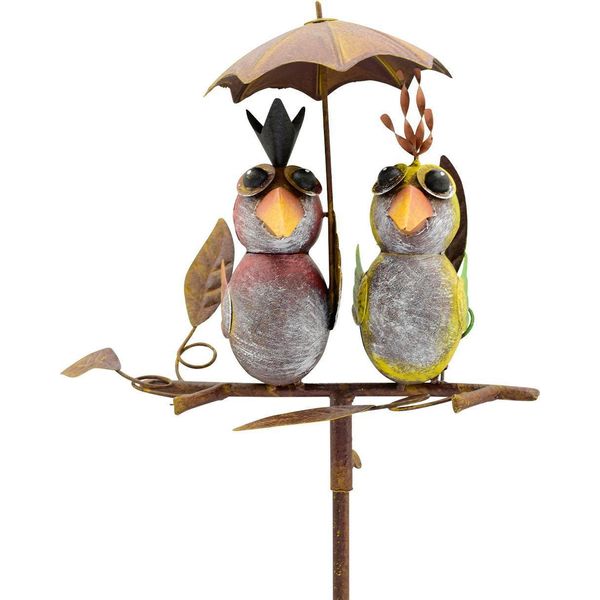 Exner | Decorazione Da Giardino Con Uccelli E Ombrello - Altezza 133 Cm - Metallo - Decorazione Rustica - Accenti Umoristici-image