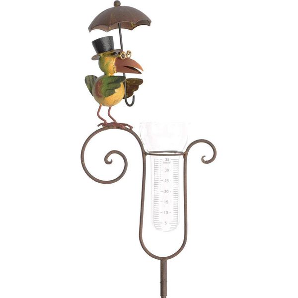 Exner | Pluviometro Con Uccello E Ombrello - Altezza 150 Cm - Decorazione Da Giardino - Umoristico E Pratico-image
