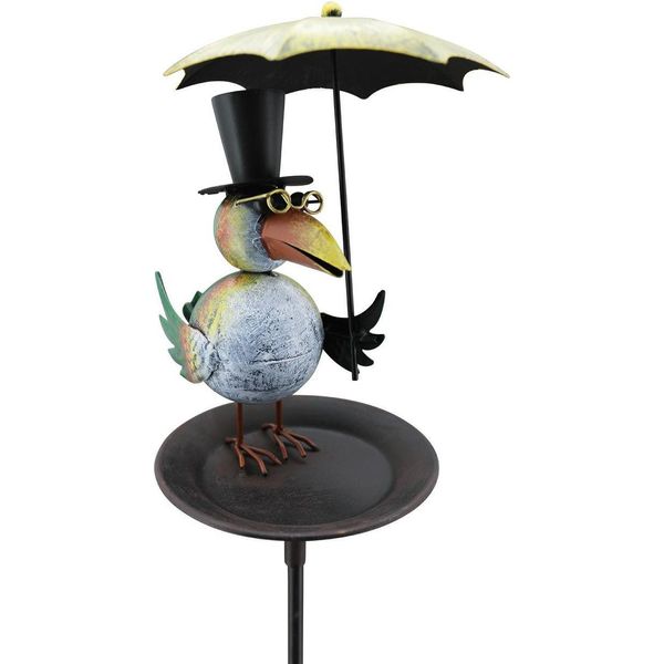 Exner | Birdbath - Altezza 137 Cm - Colorato - Figura Umoristica Da Giardino Con Ombrello - Resistente Alle Intemperie E Stabile-image