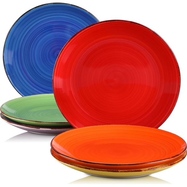 Set Di Stoviglie Dipinte A Mano, Aspetto Rustico, Multicolore, 12 Pezzi-image