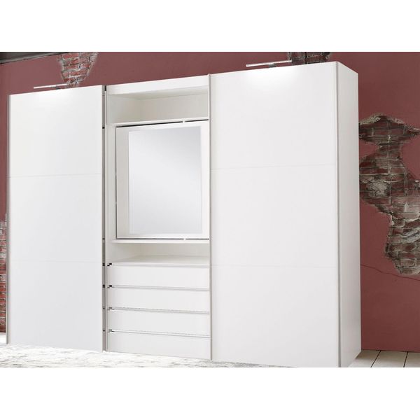 Armadio Magic Ad Ante Scorrevoli Armadio Per La Camera Da Letto Con Elemento Specchio Girevole A 2 Ante 300 Cm Bianco-image