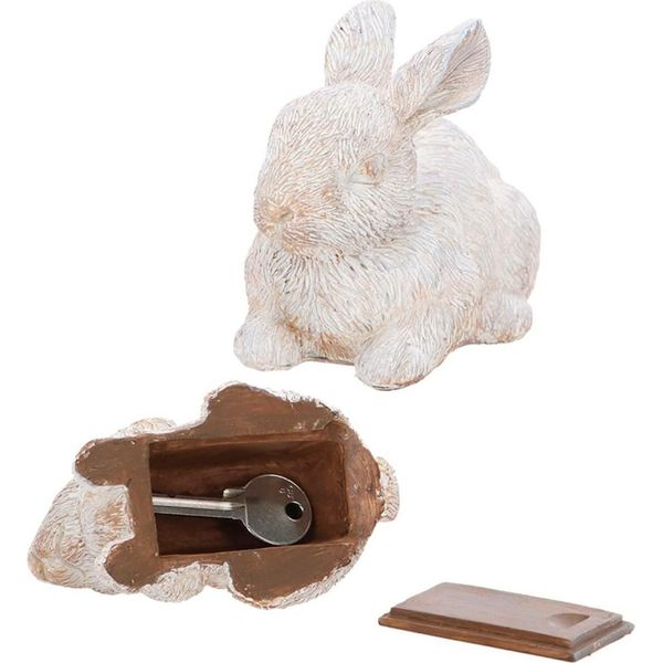 Esschert Design | Portachiavi - Coniglietto - Marrone - Resistente Alle Intemperie - Nascondiglio Per Chiavi Di Riserva - Decorativo-image
