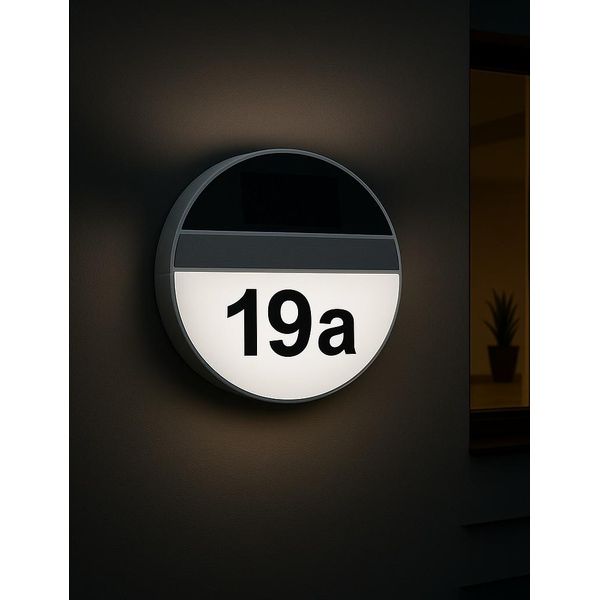 Melitec Numero Civico Solare SH06, Moderno Numero Civico Illuminato A Led, Per Esterni, Impermeabile, In Acciaio Inox, Numero Civico Solare Luminoso Senza Fili-image