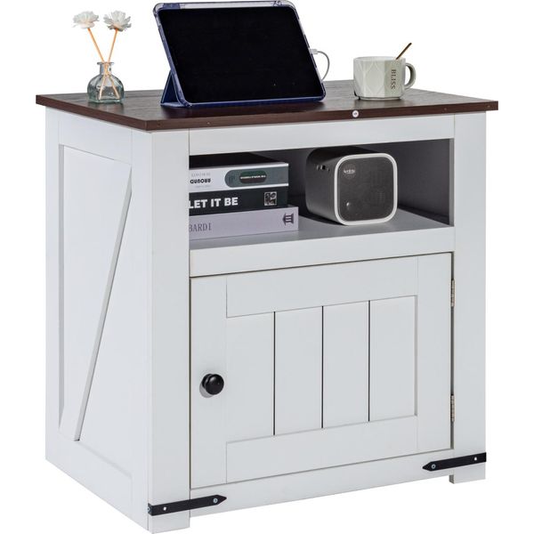 Vevor Tavolino Da Salotto, Comodino Quadrato Con Porte Usb E Prese Di Corrente, Tavolino A 3 Livelli Con Mobile Contenitore-image