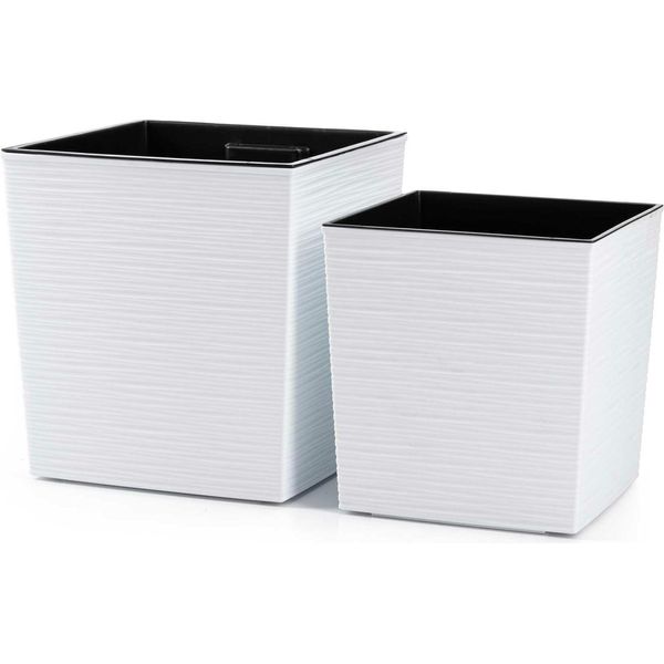 Howhomely | Set Di Fioriere - Flore Riflo - Bianco - Design Moderno - Resistente Al Gelo E Riciclato - Vasi Da Fiori-image