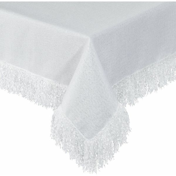 Eurofirany | Tovaglia - 140X220 Cm - Bianco - Elegante - Con Frange - Di Facile Manutenzione-image