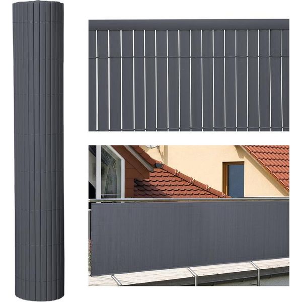 Aopunly Pvc Privacy Schermo Stuoia Privacy Recinzione Schermo Privacy Per Recinzione Balcone Frangivento Grigio 90X900Cm-image
