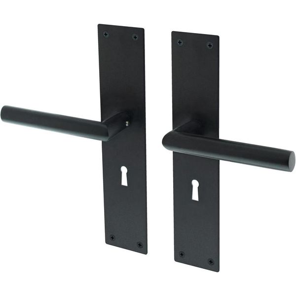 Maniglie Per Porte Lavuzo Nuoro Nero - Maniglie Per Porte Con Piastra SL56 - Per Set-image