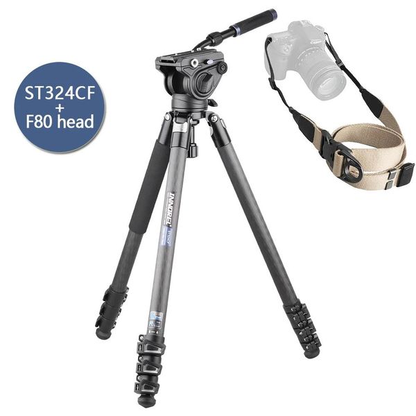 Treppiede Per Fotocamera In Fibra Di Carbonio, Capacità Di Carico 30 Kg, Altezza Estesa 158 Cm, Aggiungere La Testa ST324CF F80-image