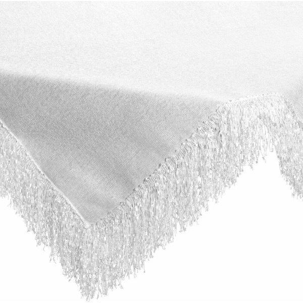 Eurofirany | Tovaglia - 85X85 Cm - Bianco - Elegante - Con Frange - Di Facile Manutenzione-image