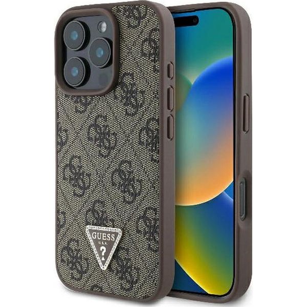 Guess Guhcp16Lp4Tdpw Iphone 16 Pro6.3 BrąZowy/Brown Custodia Rigida In Pelle 4G Triangolo Strass-image