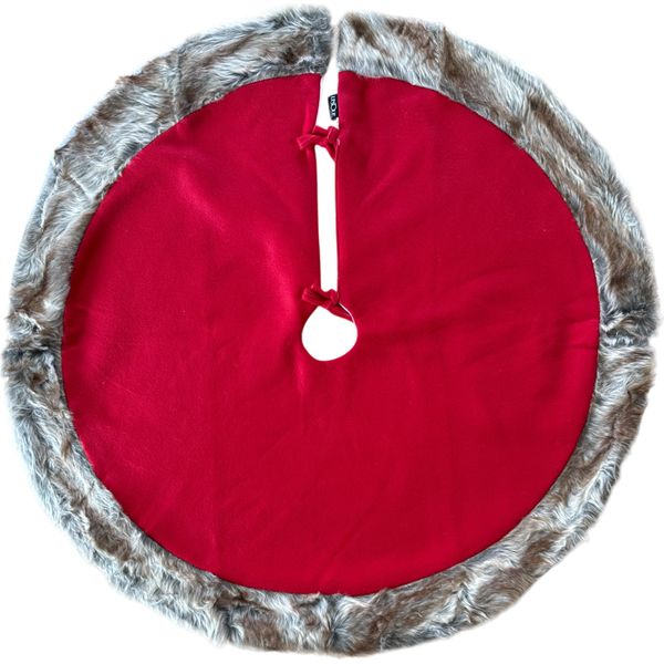 Lussuosa Gonna Rotonda Per Albero Di Natale - Coperta Per Albero Di Natale - Coperta Per Albero - Rosso - 90 X 90 Cm-image