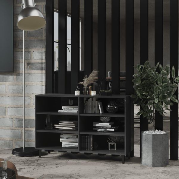 The Living Store Credenza Grigio Lucido 103,5X35X70 Cm Materiale A Base Di Legno-image