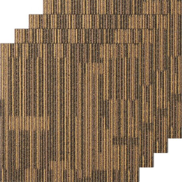 Piastrelle Di Moquette - Morbide Piastrelle Imbottite Per Pavimenti 500 X 500 Mm - Facile Installazione Fai Da Te Per Camera Da Letto E Soggiorno - 12 Pezzi, Misto Marrone-image