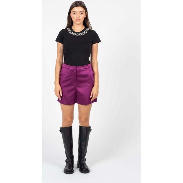 Pantaloncini Rebel Queen By Liu Jo - YF1207 T3516 - Viola- Taglia: 38(EU)-image
