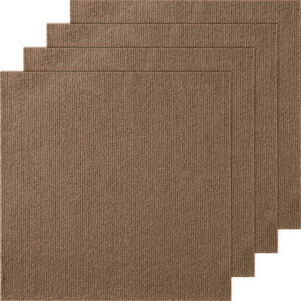 Piastrelle Di Moquette - Peel & Stick - 457X457 Mm - Piastrelle Autoadesive Per Pavimenti - Morbide Imbottite - Installazione Fai Da Te - Camera Da Letto E Soggiorno (10 Pezzi, Marrone Scuro)-image