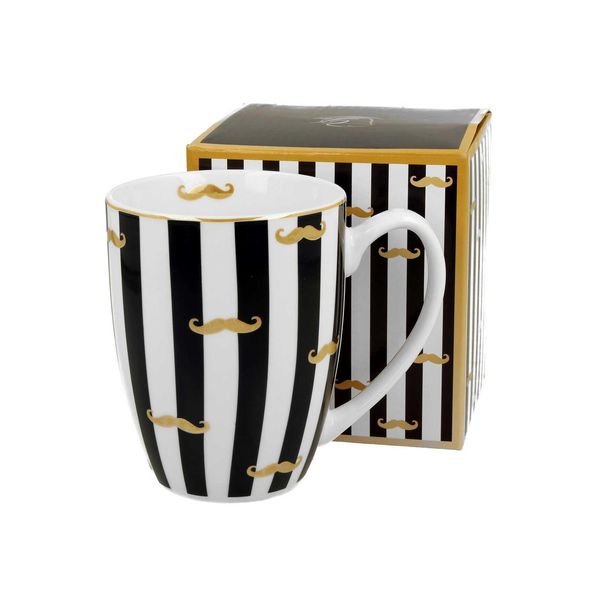 Duo Tazza Da Caffè Baffi In Porcellana, Mug, Tazza Da Tè, Tazza Da Caffè Con Manico 360 Ml-image