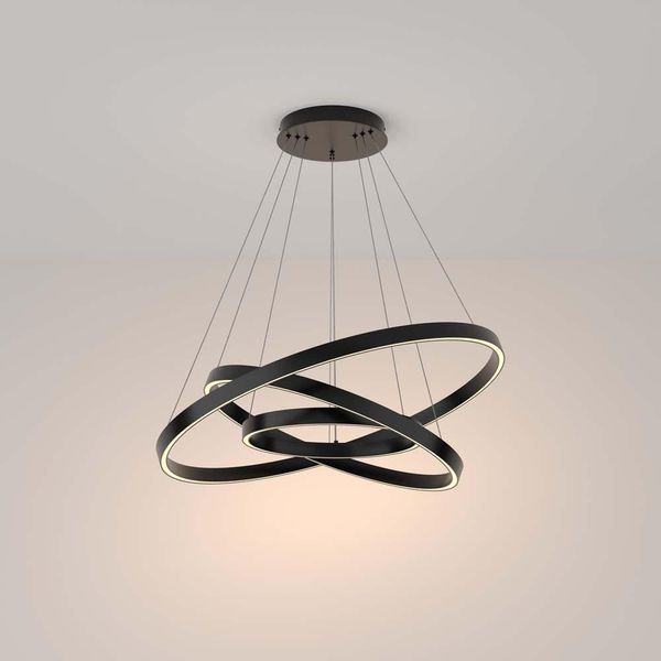 Lampada A Sospensione A Led, Alluminio Nero, Regolabile In Altezza, H 120 Cm-image