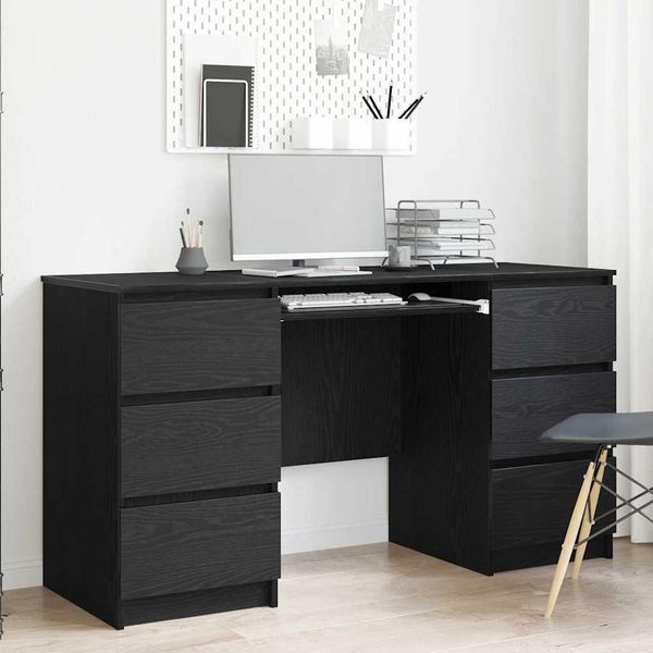 Maison Exclusive - Scrivania Rovere Nero 140 X 50 X 76 Cm Legno Multistrato-image