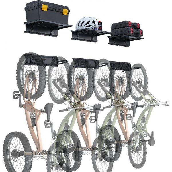 Supporto A Parete Per Portabici - Portabici Da Garage Con 3 Ripiani Per 6 Biciclette - Soluzione Salvaspazio Per Riporre Le Biciclette-image