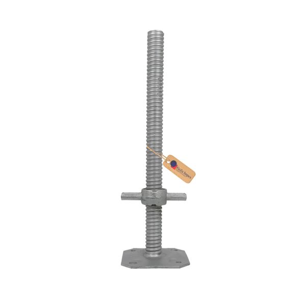 Gezu Impex Martinetto Di Base Per Ponteggio 650 X 38 Mm Elettrolitico Regolabile In Altezza Martinetto A Vite Livellatore Per Ponteggi Con Piastra Di Base-image