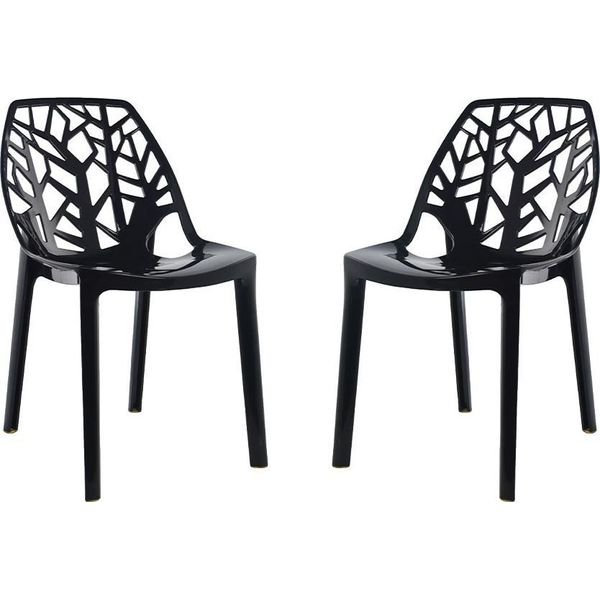 Set Di 2 Sedie In Policarbonato Trasparente Dal Design Moderno E Ispirato Alla Natura, Robuste E Impilabili, Ideali Per Cucina, Sala Da Pranzo, Ufficio, Bar E Ristorante - Zelda - Nero-image