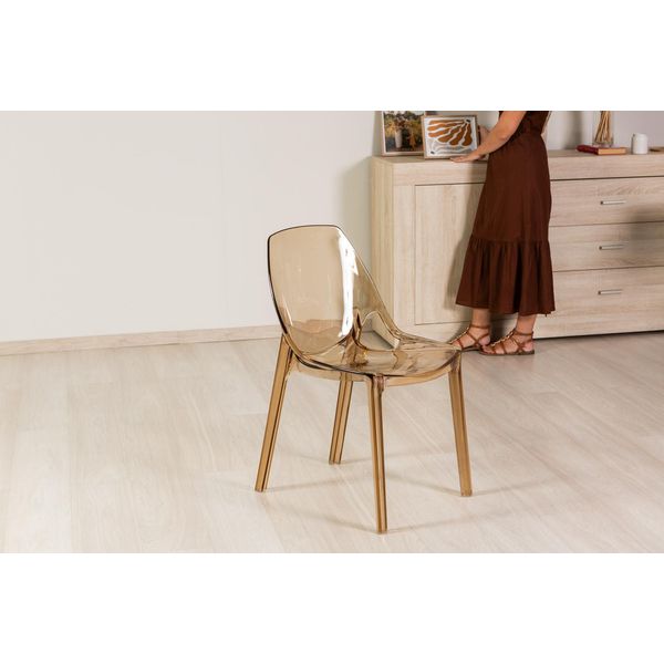 Set Di 2 Sedie In Policarbonato Trasparente, Dal Design Moderno Ed Elegante, Robuste E Impilabili, Ideali Per Cucina, Sala Da Pranzo, Ufficio, Bar E Ristorante - Luce - Champagne-image