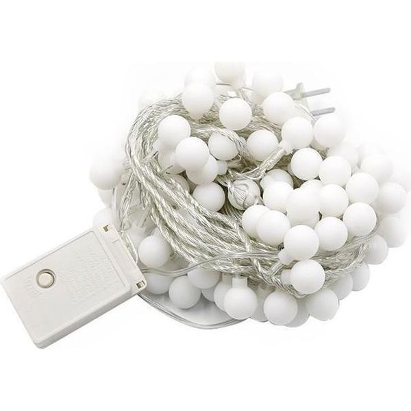 Inf Catena Luminosa Solare A Led Con Sfere Da 1.8Cm, 5M 20 Led, 8 Modalità, Bianco-image