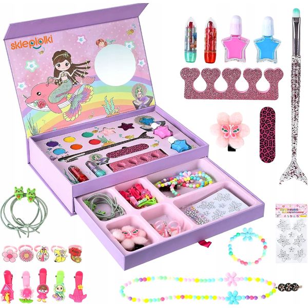 Lolex | Set Di Bellezza Per Bambini - 350 G - 6 Ombretti - 2 Smalti - Mini Specchio - Dai 5 Anni In Su-image