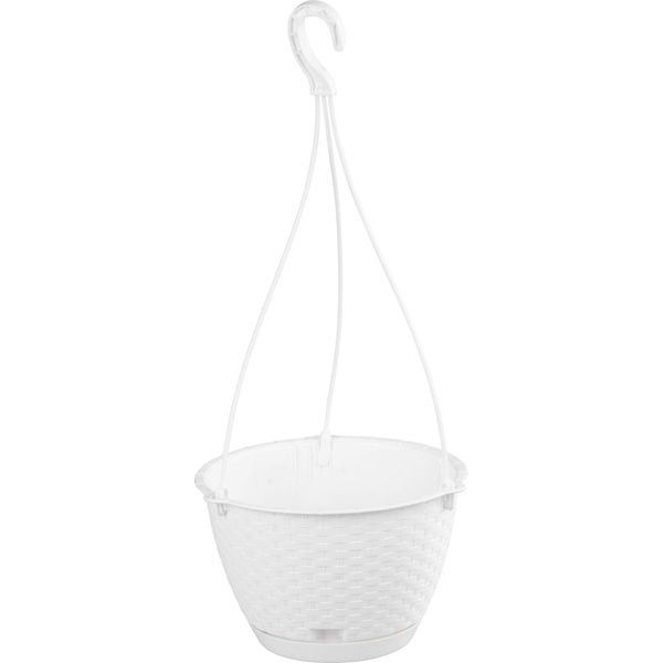 Vaso Ratolla Round W 240, Sospeso, Bianco, Con Sottovaso, Con Gancio-image