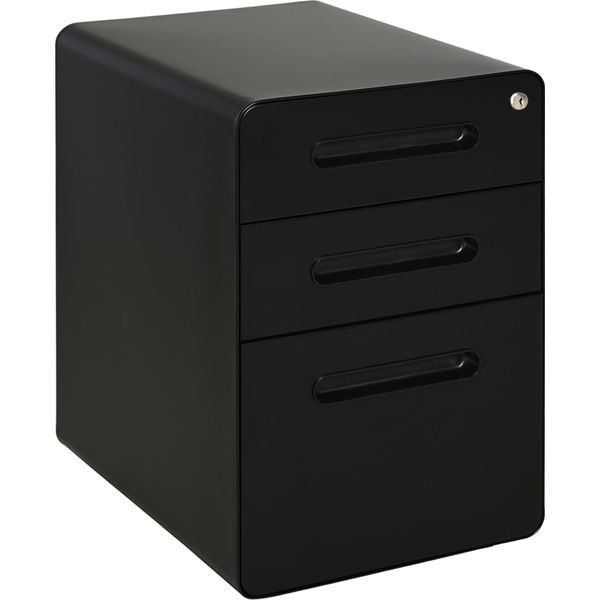 Vinsetto Piedistallo Mobile, Schedario, Piedistallo Per Ufficio Con 3 Cassetti, Mobile Per Ufficio, Contenitore, Acciaio, Nero, 39 X 48 X 59 Cm-image