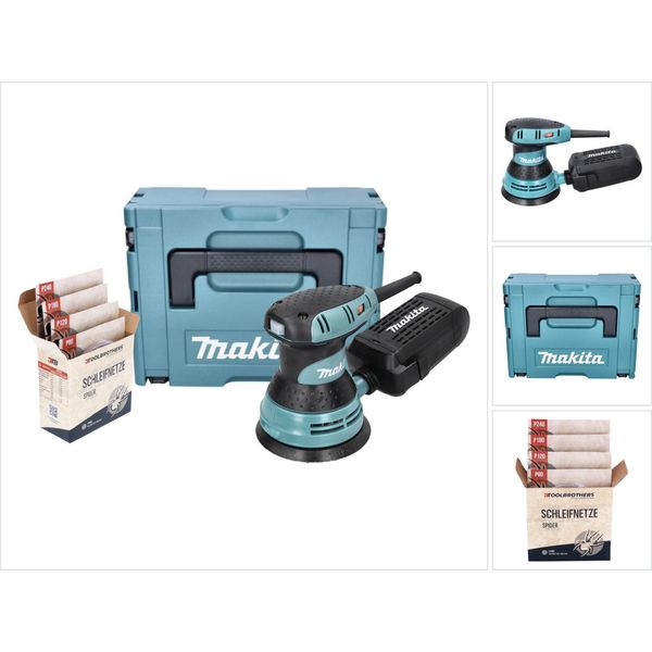 Makita Bo 5031 J Levigatrice Eccentrica 300 Watt 125 Mm + Kit Abrasivi Toolbrothers Spider Network + Makpac-image