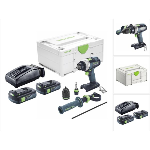 Trapano Avvitatore A Batteria Festool Tdc 18/4 I-Basic 18 V 75 Nm Brushless + 2X Batteria Ricaricabile 3,0 Ah + Caricabatterie + Systainer-image