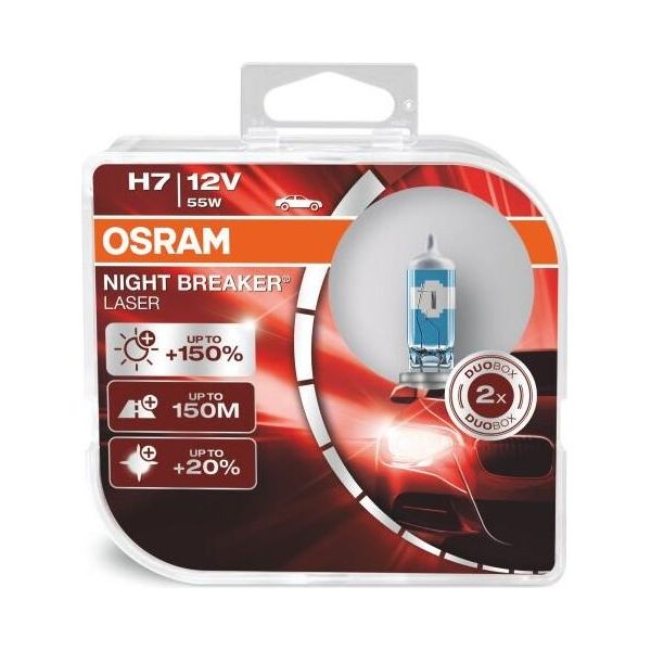 2 Osram Night Breaker Laser +150% Lampadine Di Nuova Generazione Per Fari / Attacco H7-image