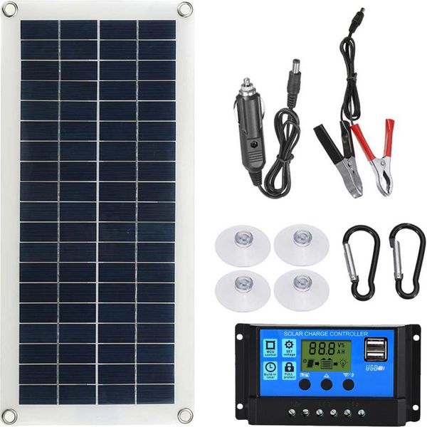 Kit Di Pannelli Solari Portatili Da 20 W - Flessibili A 12 V Con Connessione Di Ricarica Usb E Regolatore Da 300 W Per Camper E Automobili-image