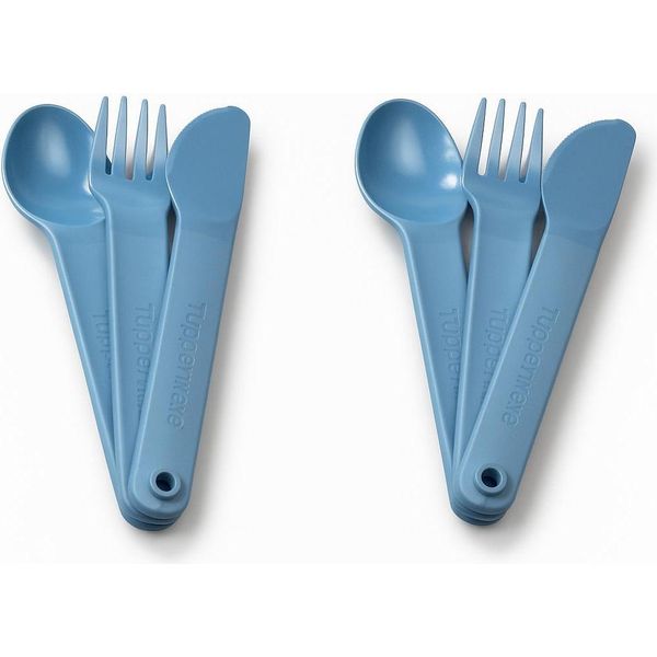 Tupperware To Go Picnic Cutlery Set (2) Blu Coltello + Forchetta + Cucchiaio-image