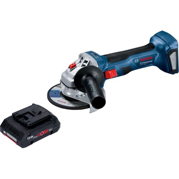 Bosch Gws 18V-7 Smerigliatrice Angolare Professionale A Batteria 18 V 115 Mm Senza Spazzole + 1X Batteria Ricaricabile Procore 4,0 Ah - Senza Caricabatterie-image