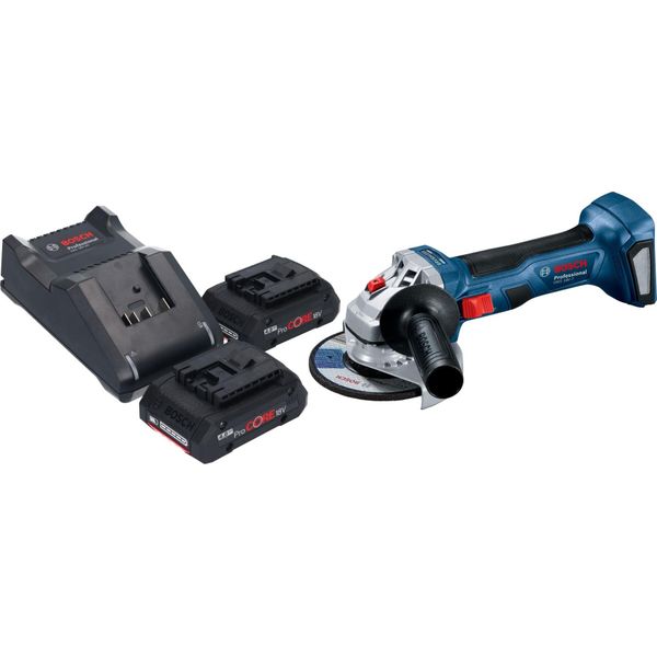 Bosch Gws 18V-7 Smerigliatrice Angolare Professionale A Batteria 18 V 115 Mm Brushless + 2X Batteria Procore 4,0 Ah + Caricabatterie-image