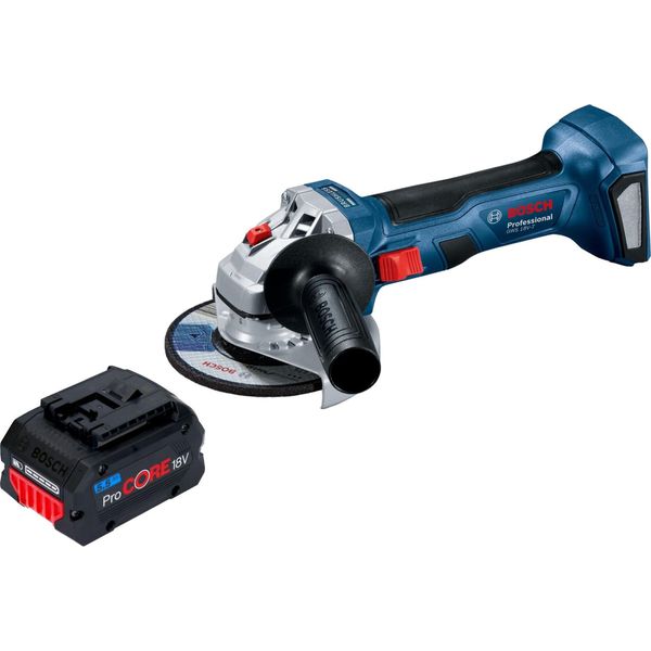 Bosch Gws 18V-7 Smerigliatrice Angolare Professionale A Batteria 18 V 115 Mm Senza Spazzole + 1X Batteria Ricaricabile Procore 5,5 Ah - Senza Caricabatterie-image