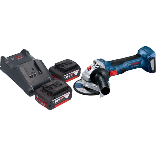 Bosch Gws 18V-7 Smerigliatrice Angolare Professionale A Batteria 18 V 115 Mm Brushless + 2X Batteria Ricaricabile 5,0 Ah + Caricabatterie-image