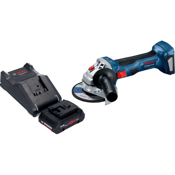 Bosch Gws 18V-7 Smerigliatrice Angolare Professionale A Batteria 18 V 115 Mm Senza Spazzole + 1X Batteria Procore 4,0 Ah + Caricabatterie-image