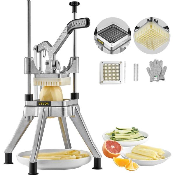 Taglierina Per Patate Taglierina Per Patatine Fritte Da 1/4 Di Pollice Taglierina Per Verdure Tritatutto Commerciale Affettatrice Di Frutta Con 2 Lame Di Ricambio, Tritatutto In Acciaio Inox Taglierina Per Verdure-image