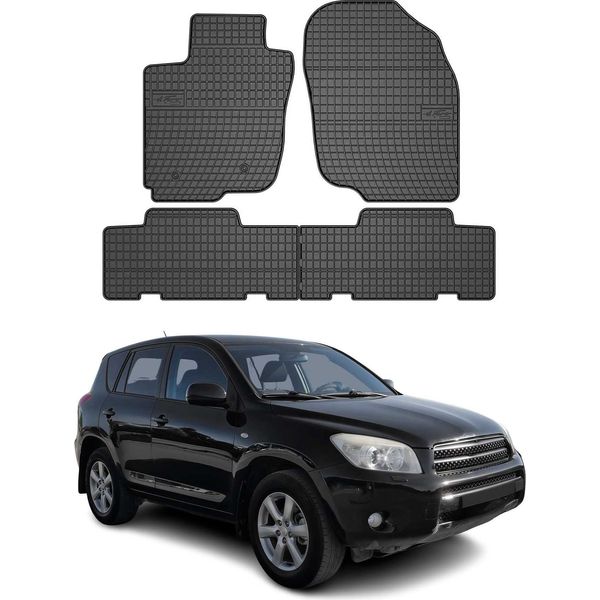 2005-2012 Toyota RAV4 Tappetini In Gomma Nera 4 Pz-image