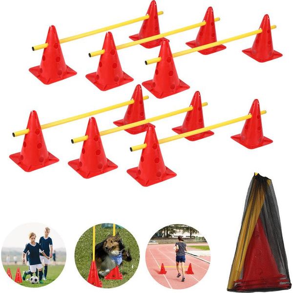 Tolletour 6 Set Di Ostacoli Sportivi Con 12 Coni + 6 Barre Per Ostacoli Di Agilità Set Di Ostacoli Per Bambini/Cani/Sport Di Squadra/Calcio-image