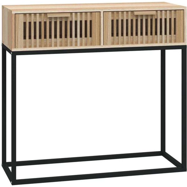 Syfax™ Tavolino Consolle 80X30X75 Cm Legno Multistrato E Ferro-image